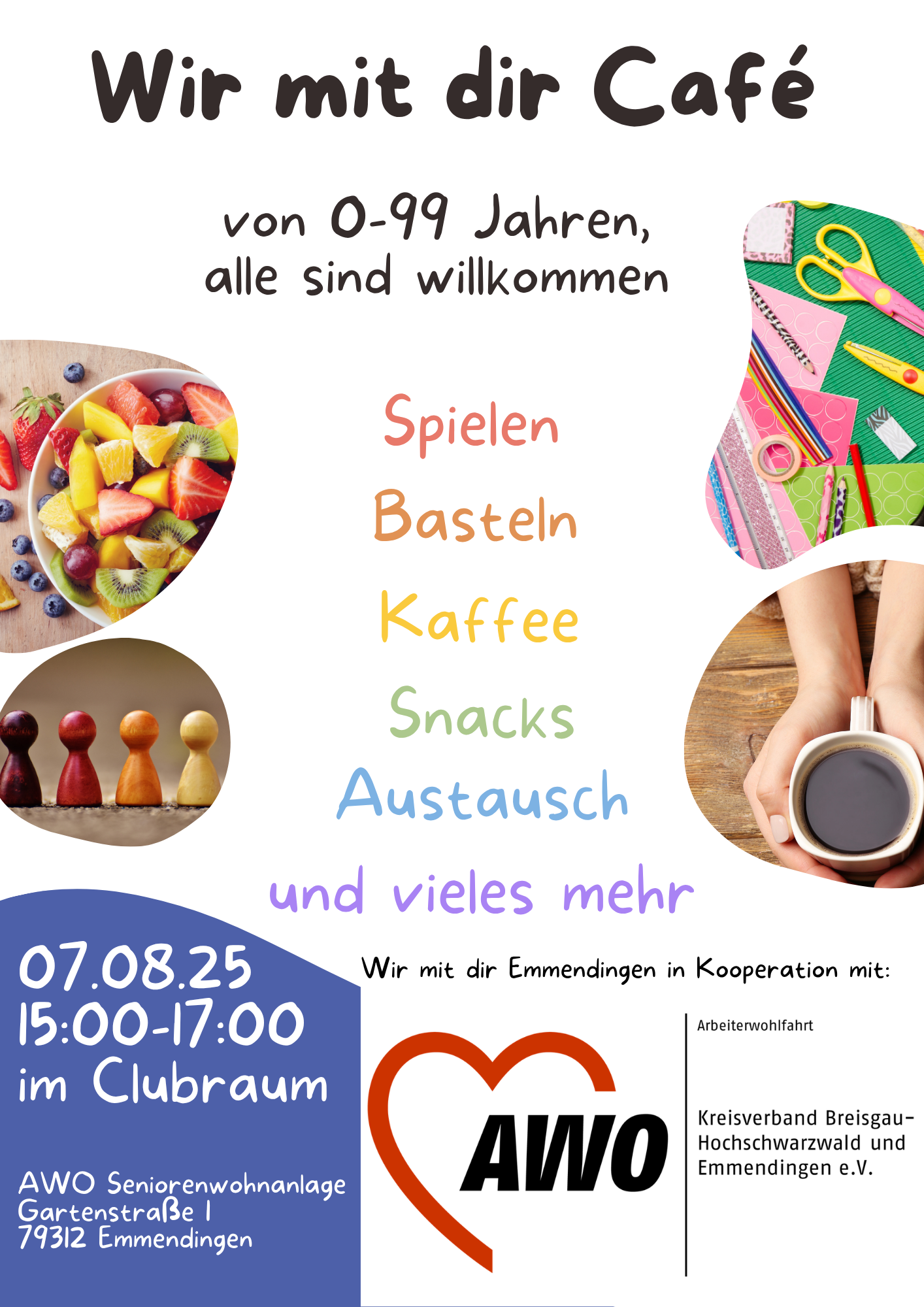 Weiß Bunt Blau Verspielt Illustrativ Organisch Einladung Kindertag Fest Poster(1)